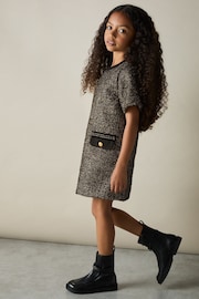 Reiss Gold Sasha 9-13 yrs Tweed Metallic-Thread Shift Dress - Image 3 of 4