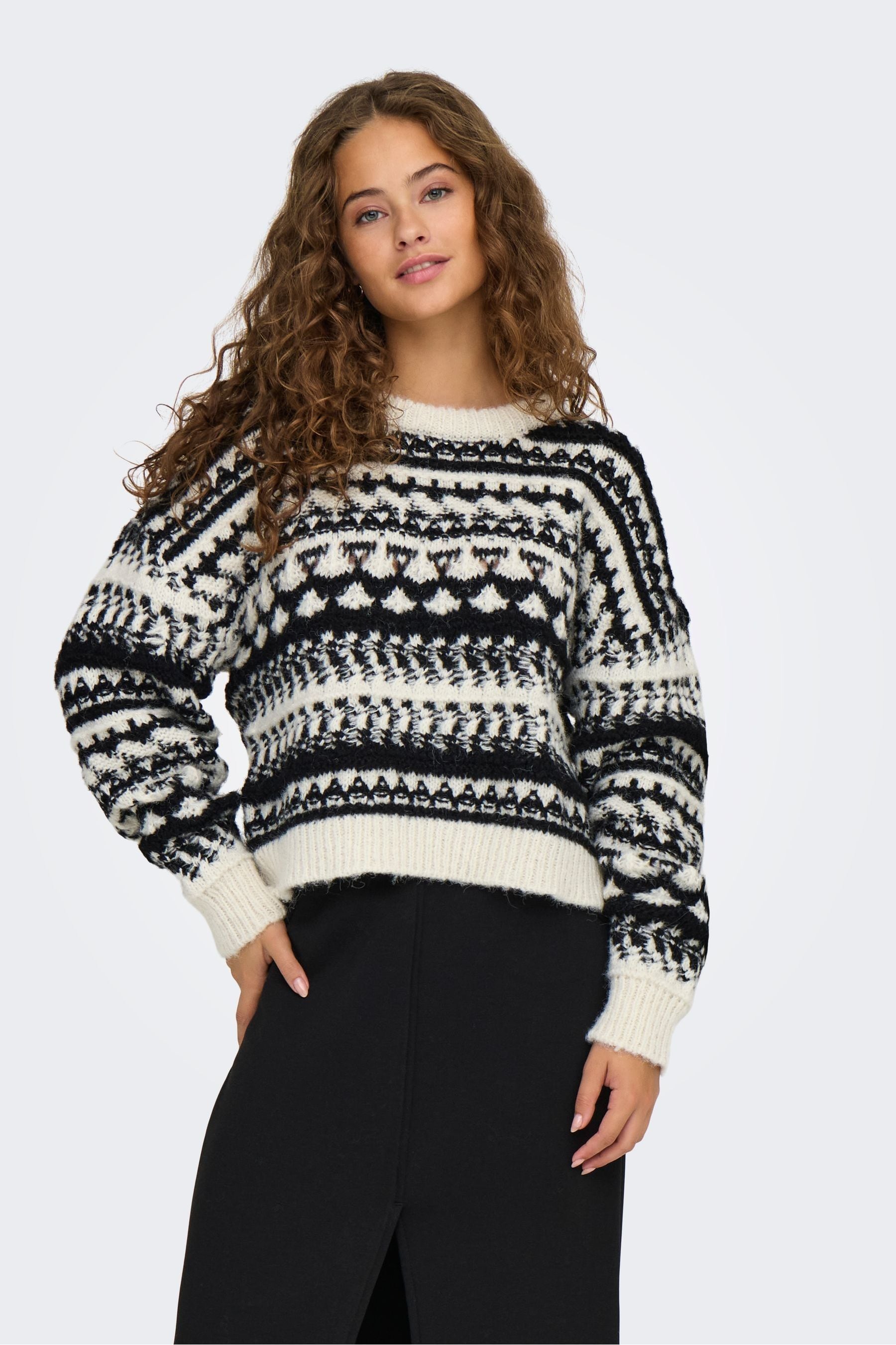 Only Sweater ONLAlaia female beige ethnic pattern size L