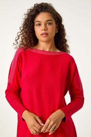 Roman Red Contrast Spot Border Knit Jumper Dress - Image 5 of 5