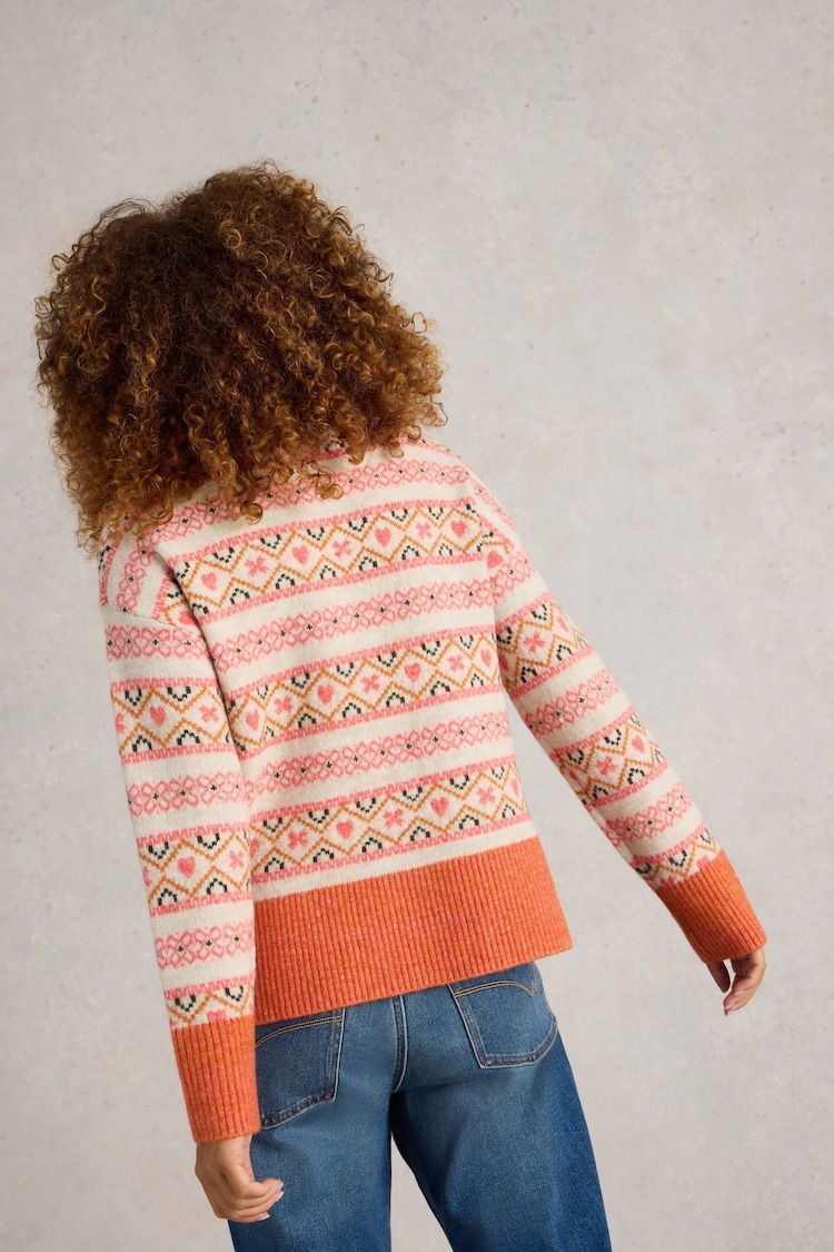 White Stuff Orange Scandi Twist Fairisle Pattern Jumper - Image 2 of 6