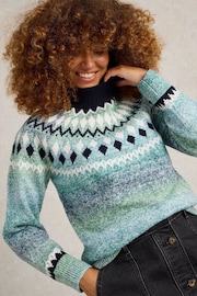 White Stuff Blue Sasha Fairisle Pattern Jumper - Image 3 of 6