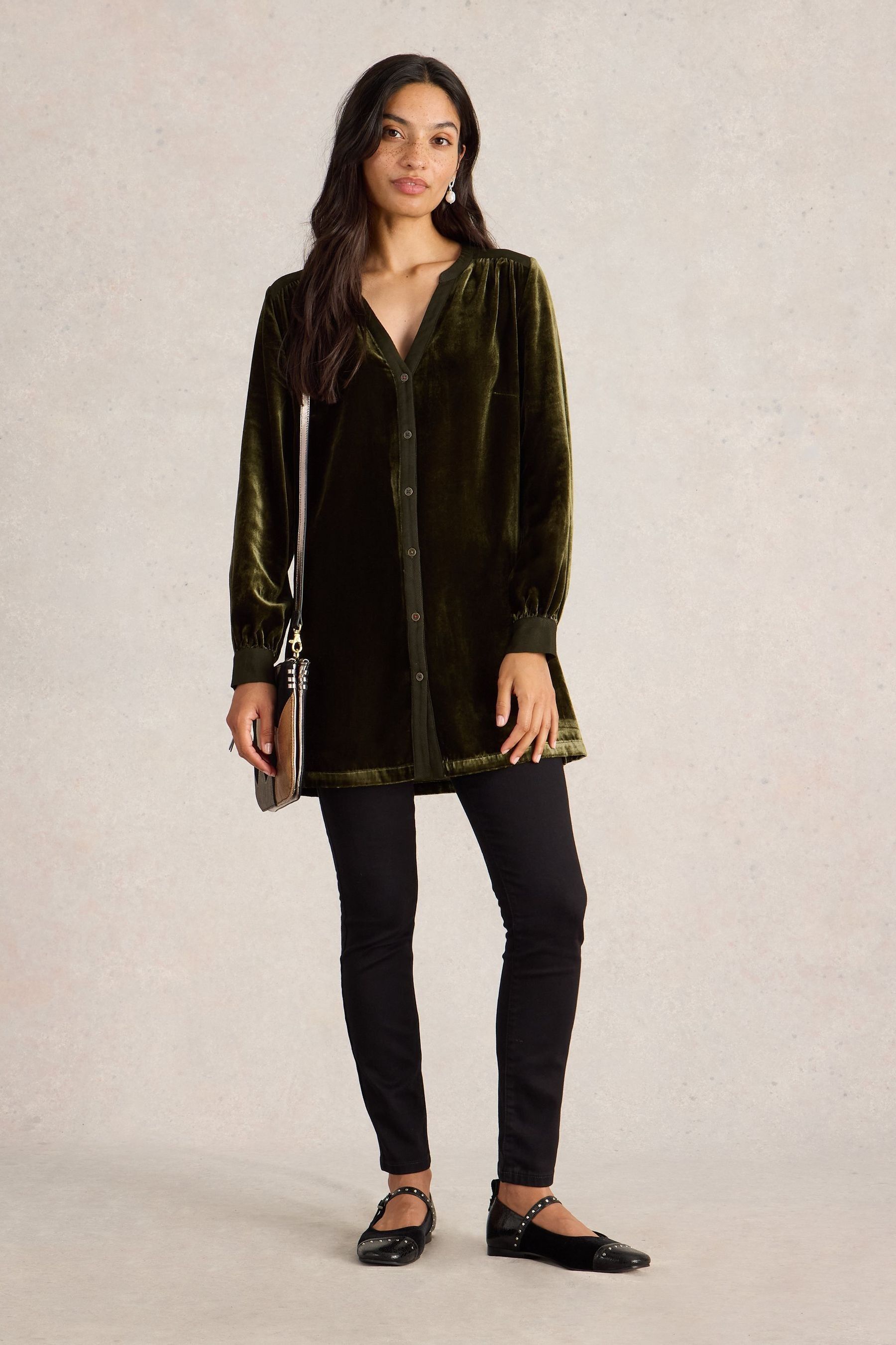 Buy White Stuff Green Olive Velvet Tunic from the Next UK online shop