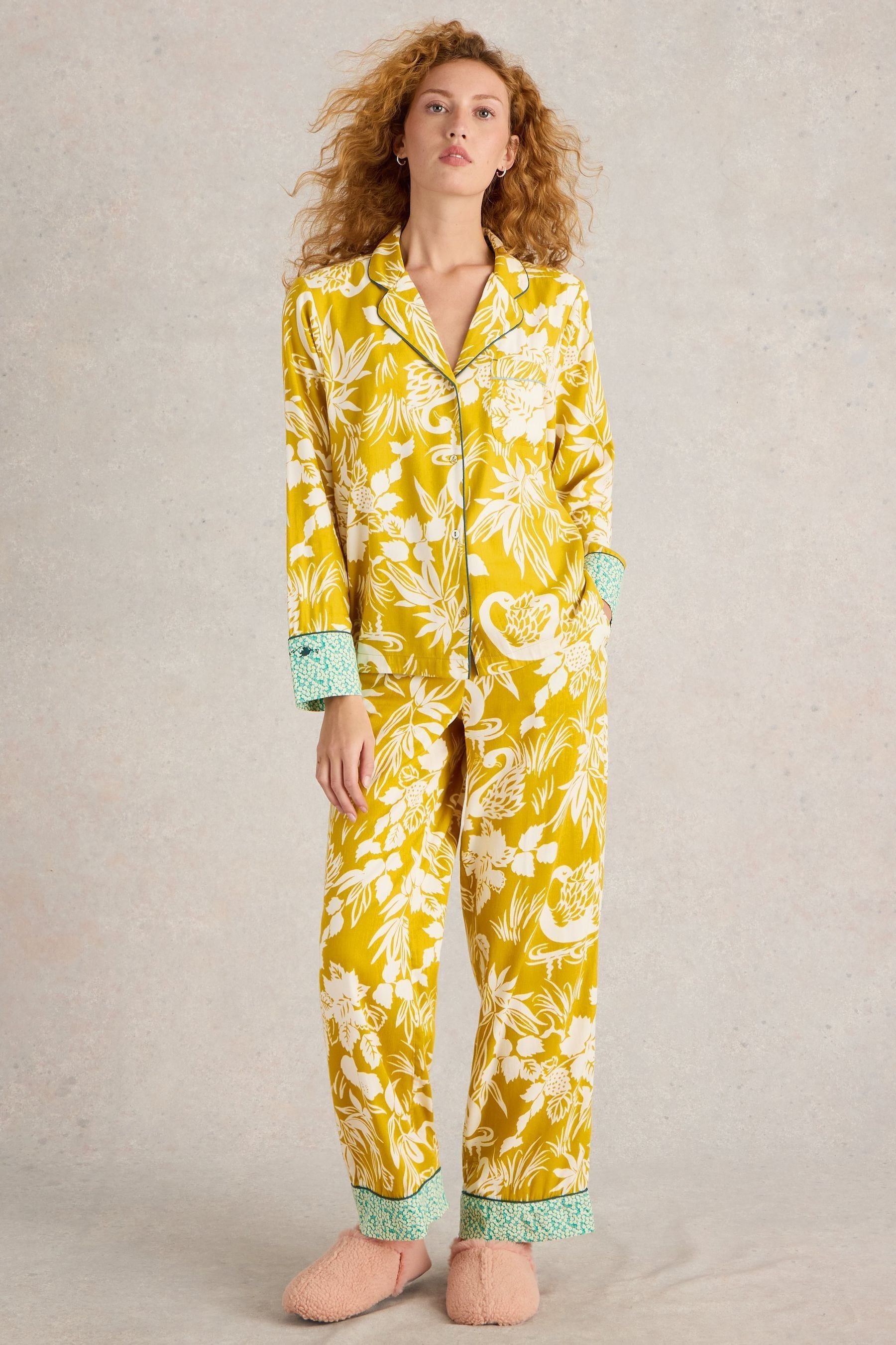 White Stuff Yellow Nina Organic Pyjamas Shirt X Small Womens