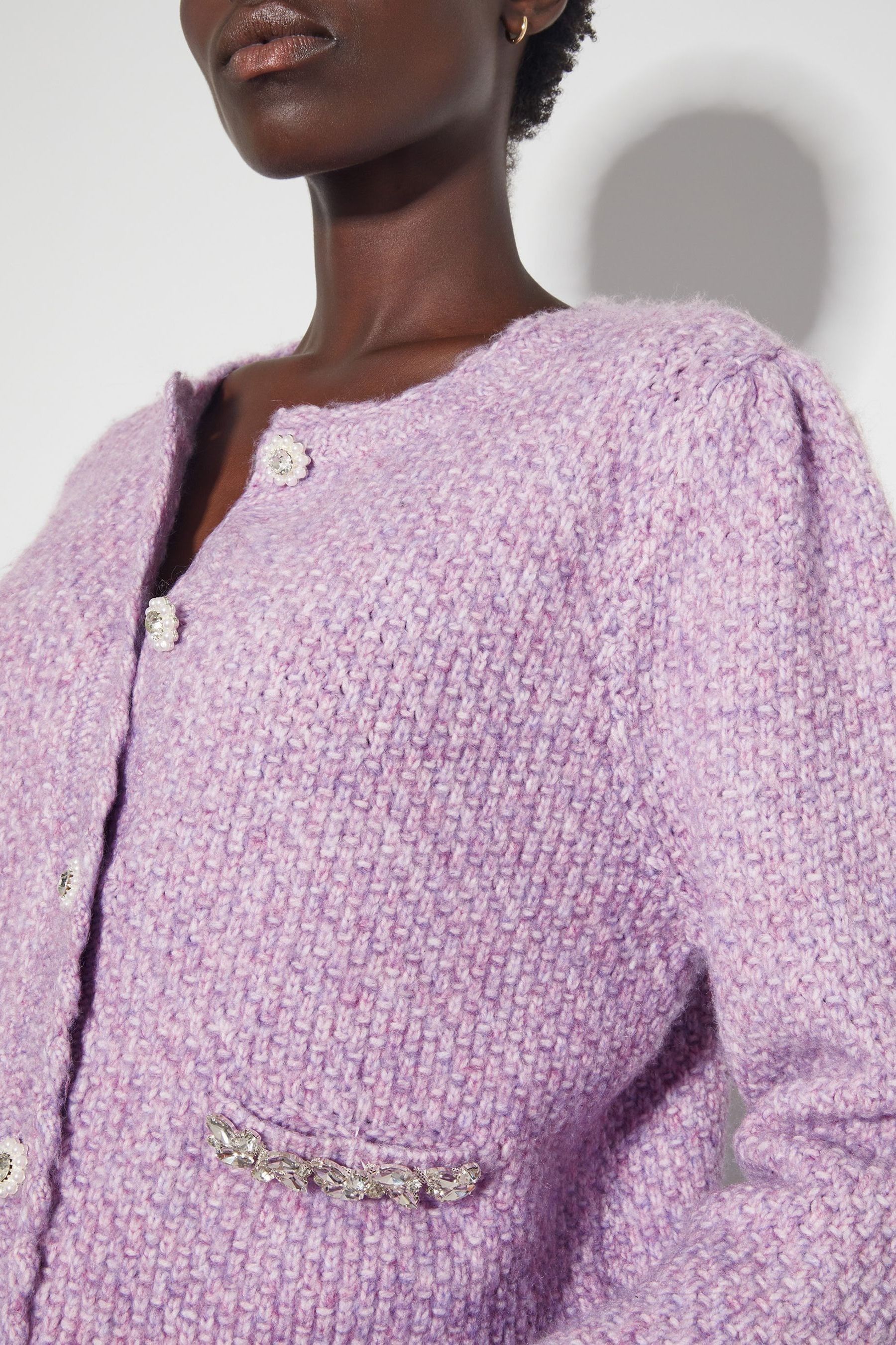 Purple knit cardigan top