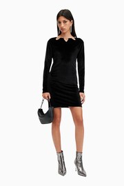 AllSaints Black Regina Velvet Dress - Image 3 of 8