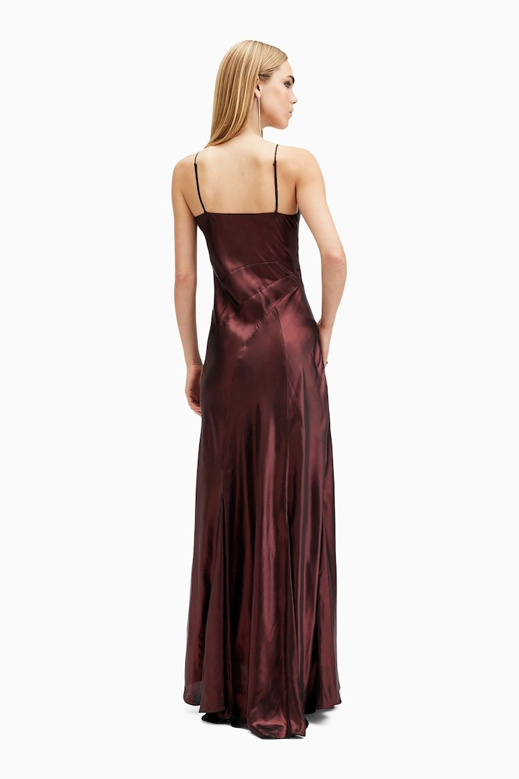 AllSaints Red Lili Maxi Dress - Image 2 of 7