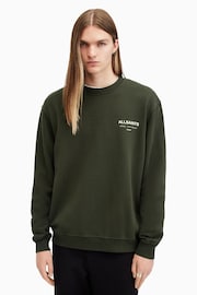 AllSaints Green Underground Crew Neck 100% Cotton Jumper - Image 1 of 8