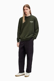 AllSaints Green Underground Crew Neck 100% Cotton Jumper - Image 3 of 8