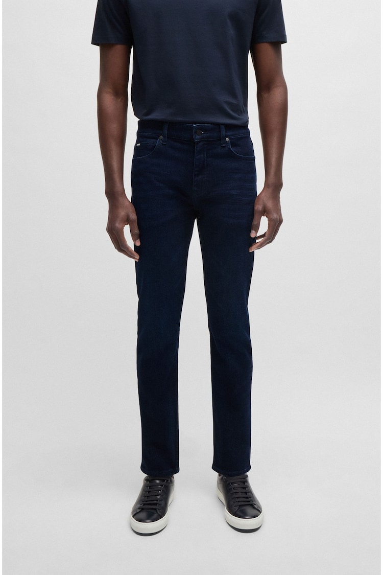 BOSS Blue Slim-Fit Cashmere-Touch Denim Jeans - Image 1 of 7