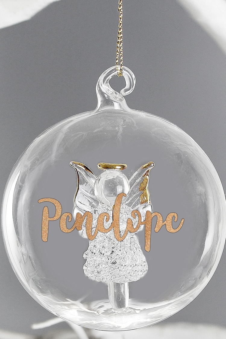 Personalised Glass Angel Bauble by PMC - Image 2 of 3