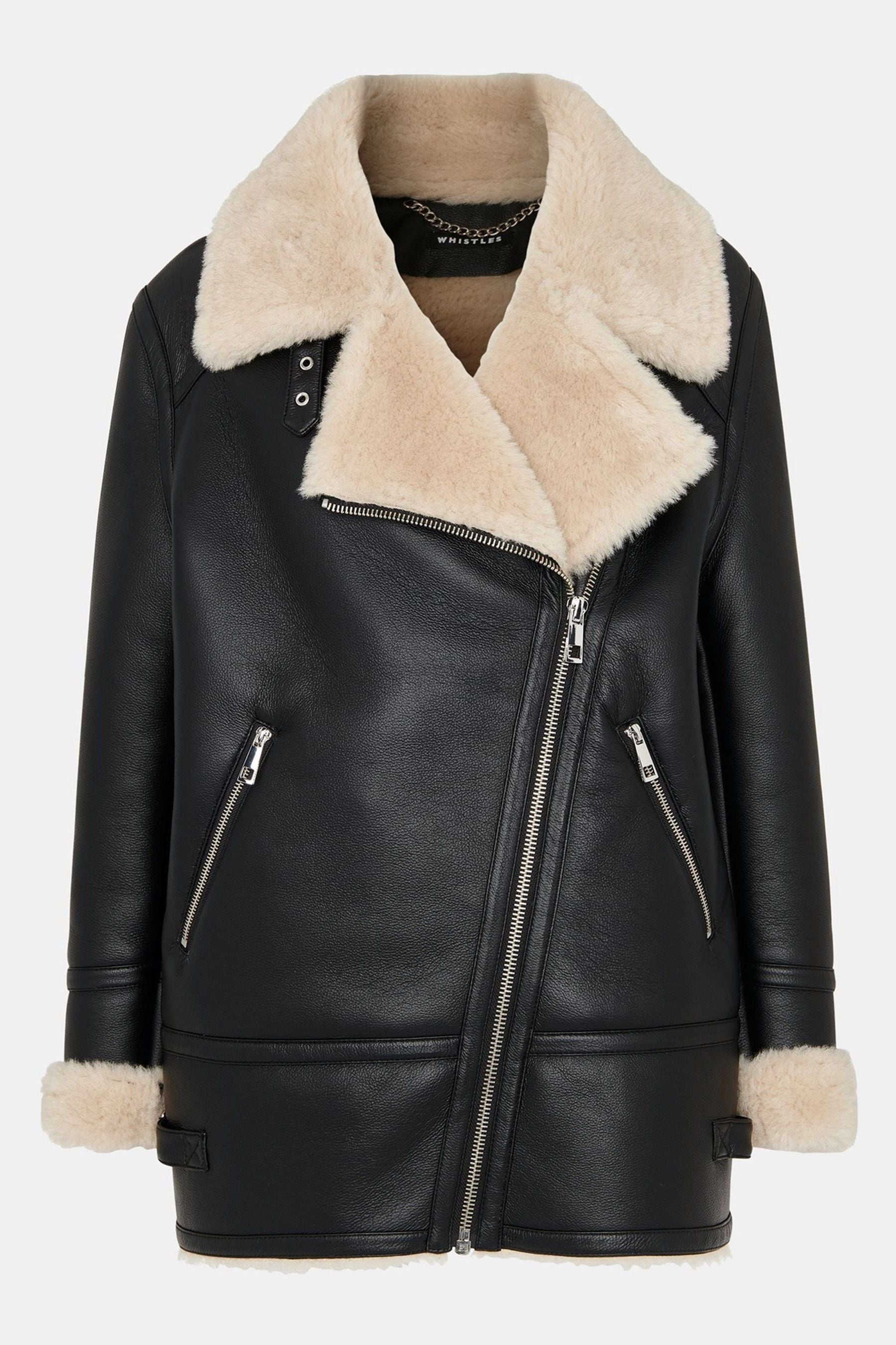 Whistles faux fur biker jacket top