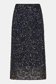 Whistles Black Petite Floral Sequin Midi Skirt - Image 5 of 5