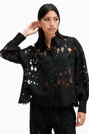 AllSaints Black Charli Long Sleeve Shirt - Image 4 of 9