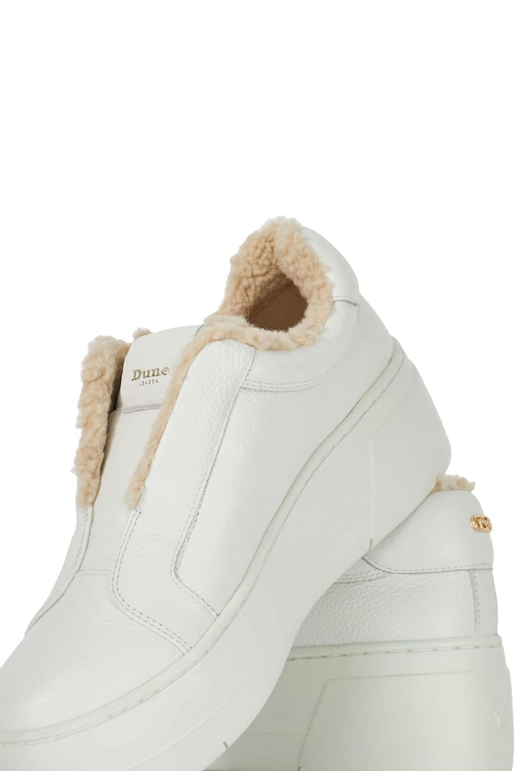 Buy Dune London White Esthie Slip On Faux Fur Platform Trainers from Next Luxembourg