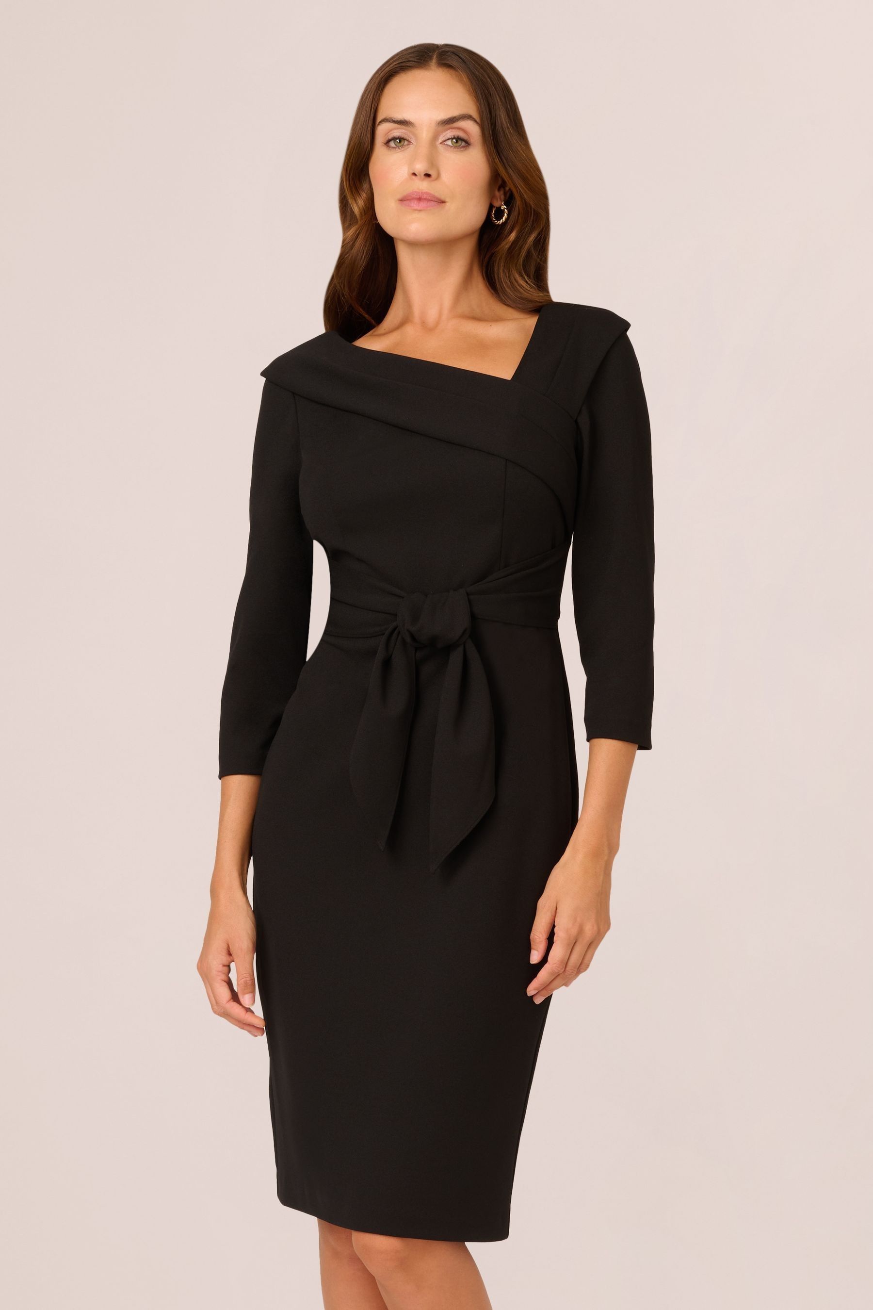 Buy Adrianna Papell Black Knit Crepe Tie Sheath Dress from Next Luxembourg
