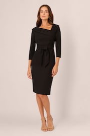 Adrianna Papell Black Knit Crepe Tie Sheath Dress - Image 3 of 7