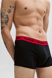 HUGO Red Logo-Waistband Stretch Cotton Trunks 3 Pack - Image 4 of 7