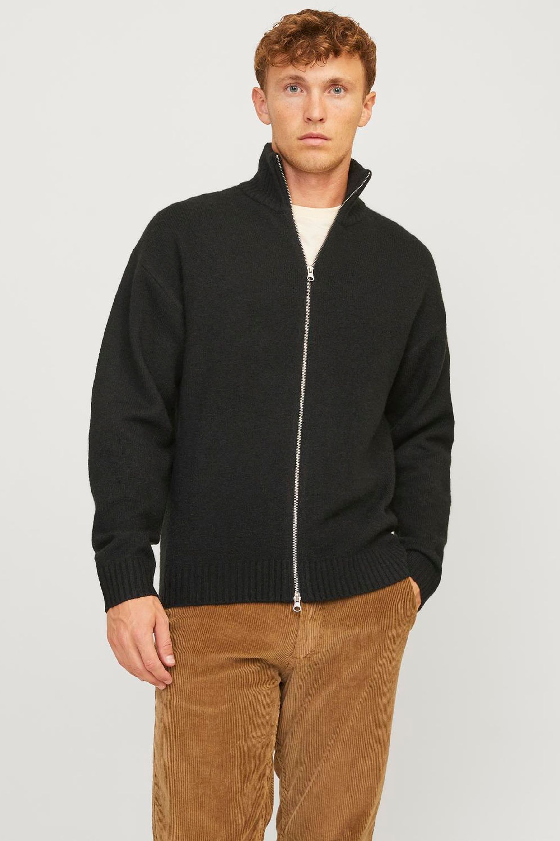 Zip up black cardigan top