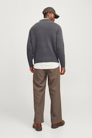 JACK & JONES Grey Long Sleeve Polo Knitted Jumper - Image 2 of 5