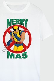 Brands In White Mens Marvel X-Men Merry Christmas 100% Cotton T-Shirt - Image 4 of 4