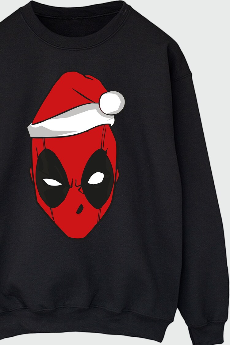 Brands In Black Marvel Deadpool Christmas Hat Men Sweatshirt - Image 4 of 4