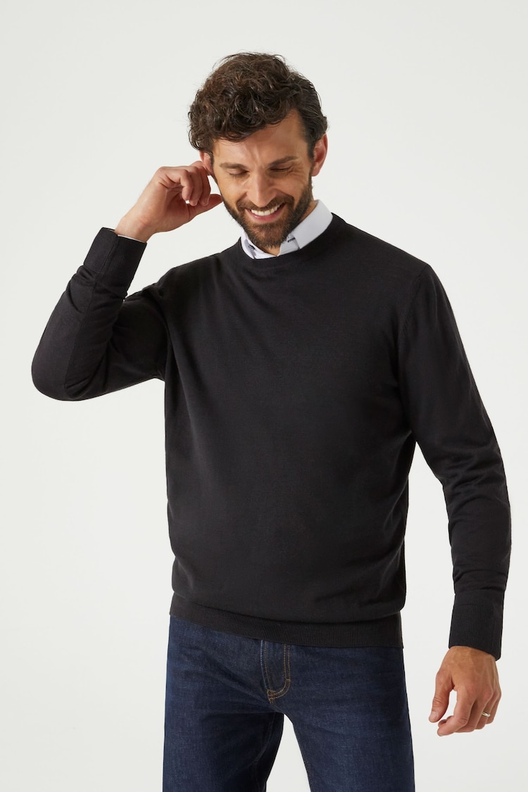 Skopes Black Alex Merino Blend Crewneck Sweater - Image 1 of 5