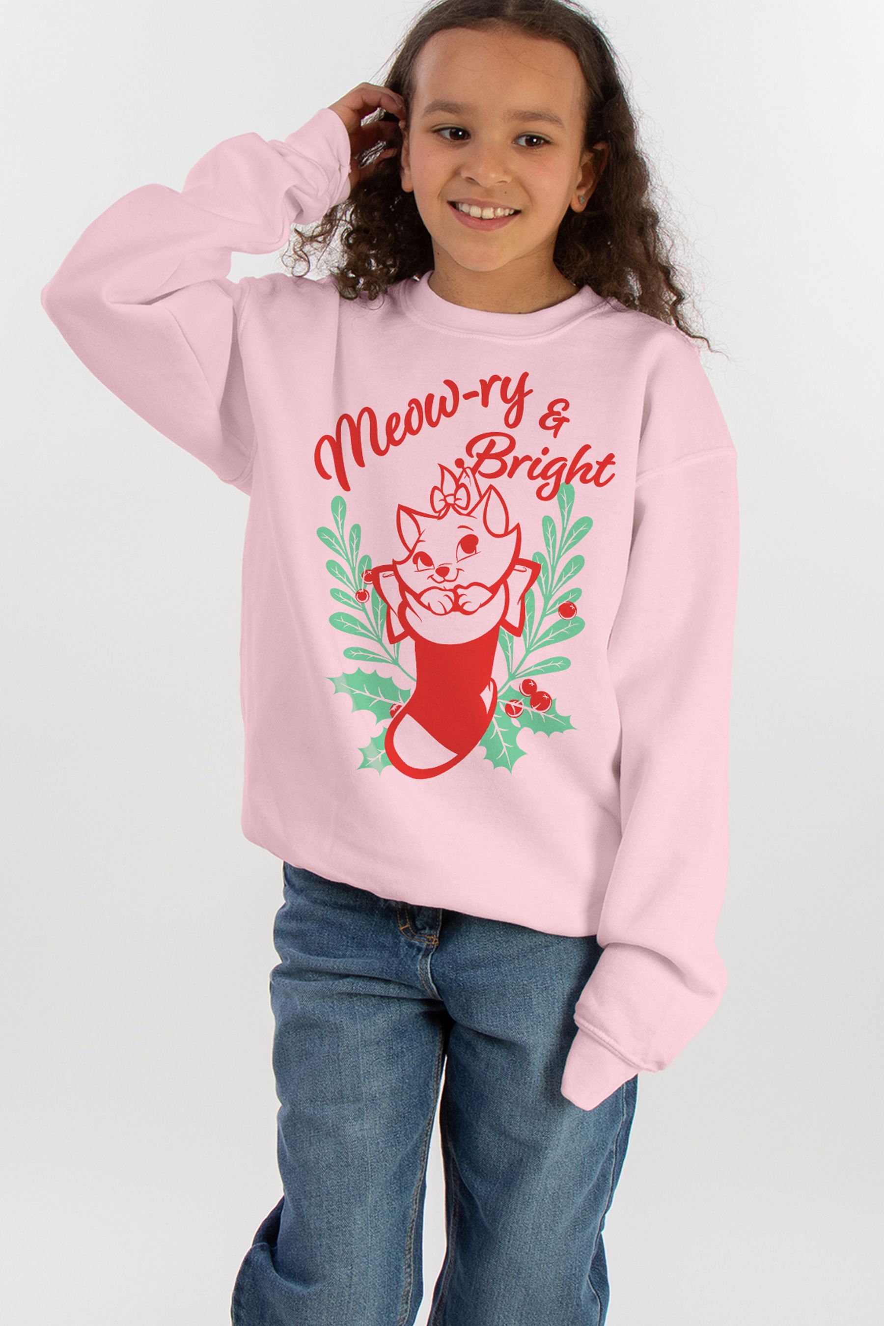 Brands In Pink Girls Disney The Aristocats Meowry and Bright Christmas Sweatshirt
