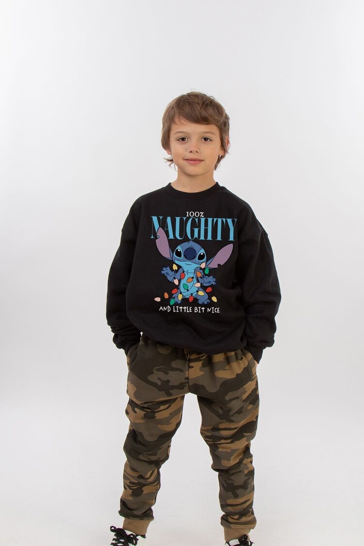 Brands In Black Disney Lilo & Stitch Naughty & Nice Boys Sweatshirt - Image 2 of 4