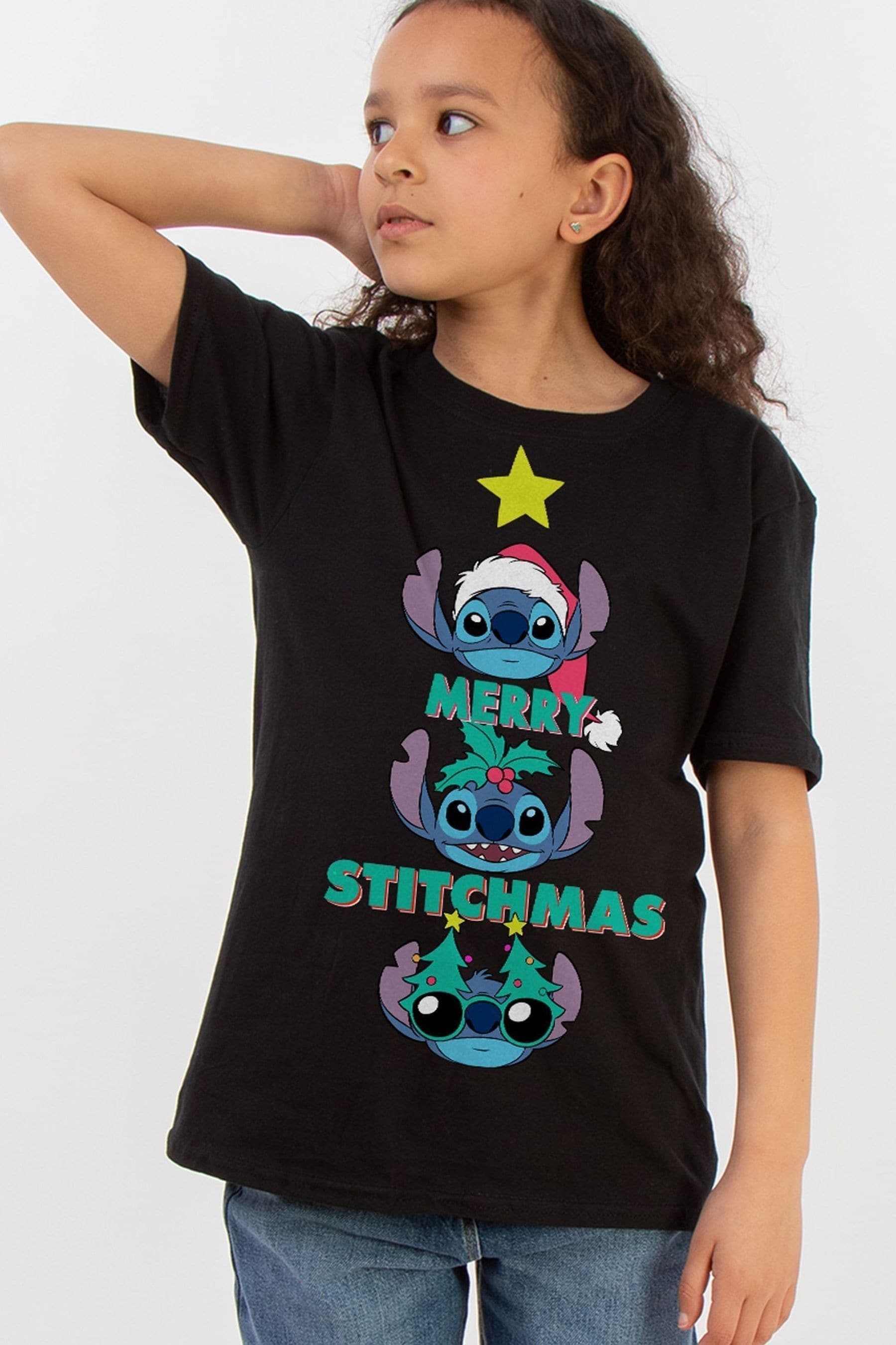Buy Brands In Black Girls Disney Lilo Stitch Angel Merry Stitchmas 100 Cotton T Shirt from the Next UK online shop