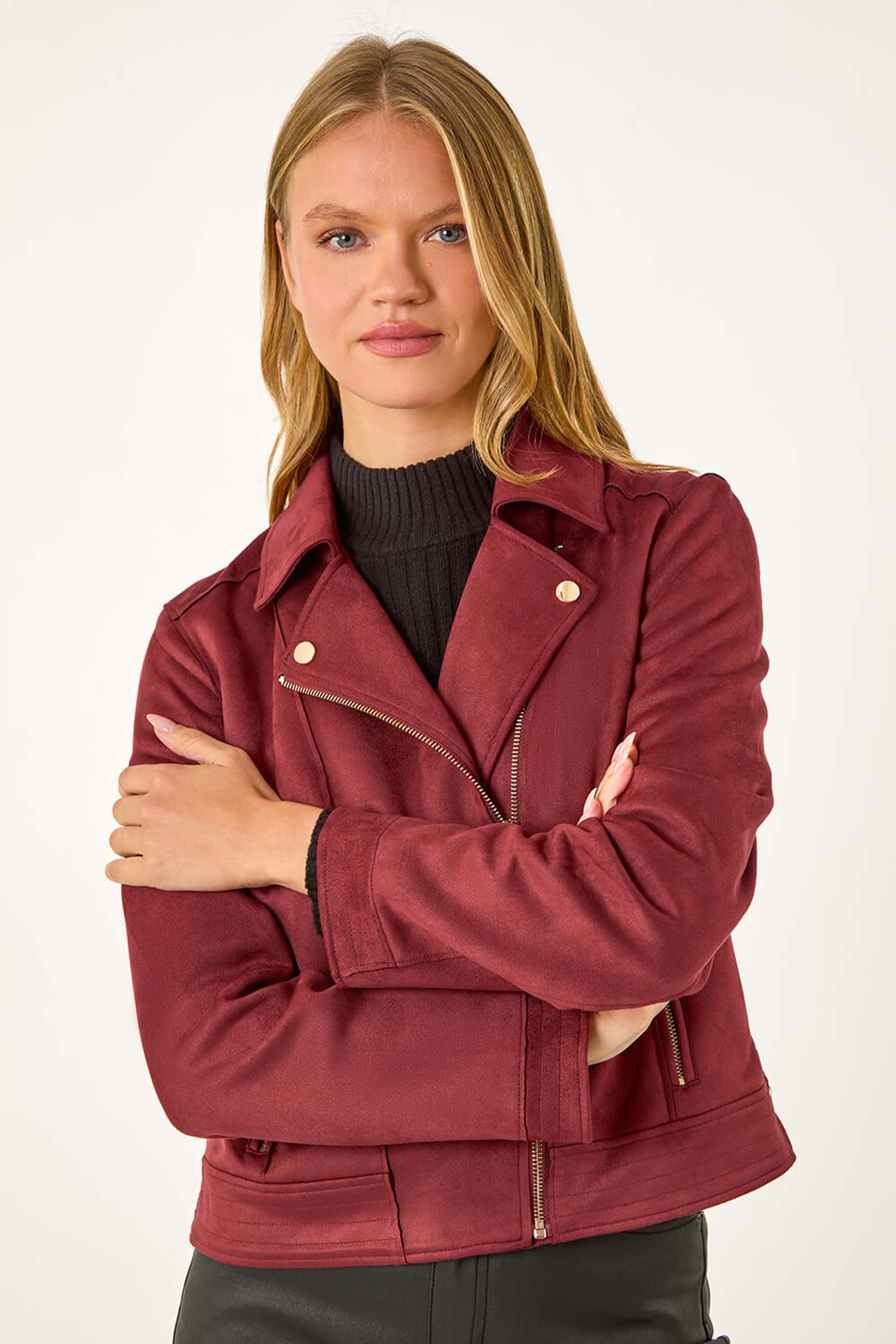Buy Roman Red Faux Suede Biker Jacket from the Next UK online shop