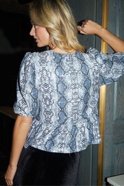 Threadbare Grey Sequin Tie Front Smock Blouse - Image 2 of 4