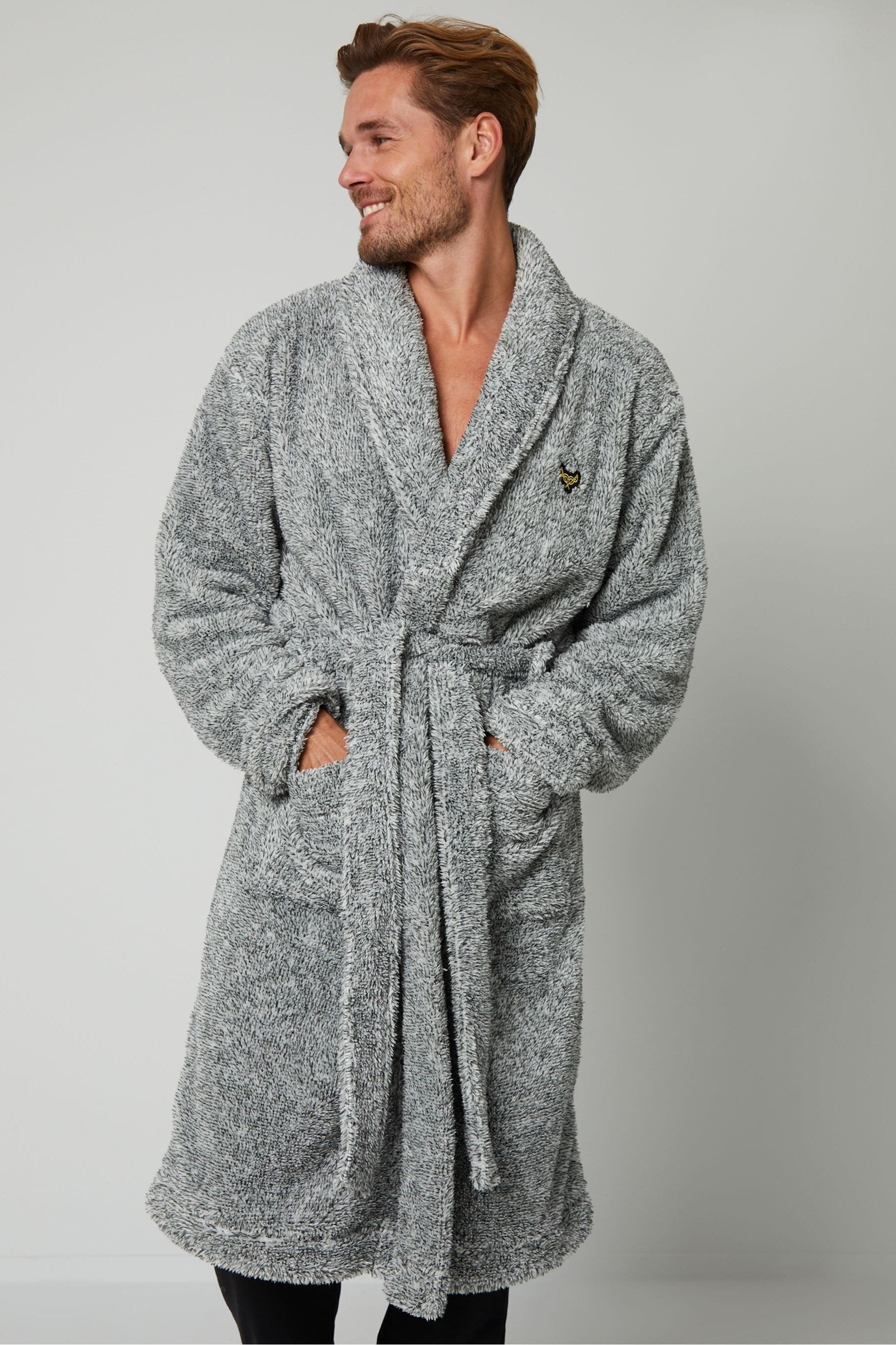 Buy Threadbare Grey Teddy Fleece Dressing Gown from Next Luxembourg