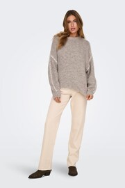 JDY Grey Blanket Stitch Knitted Long Sleeves Jumper - Image 3 of 7