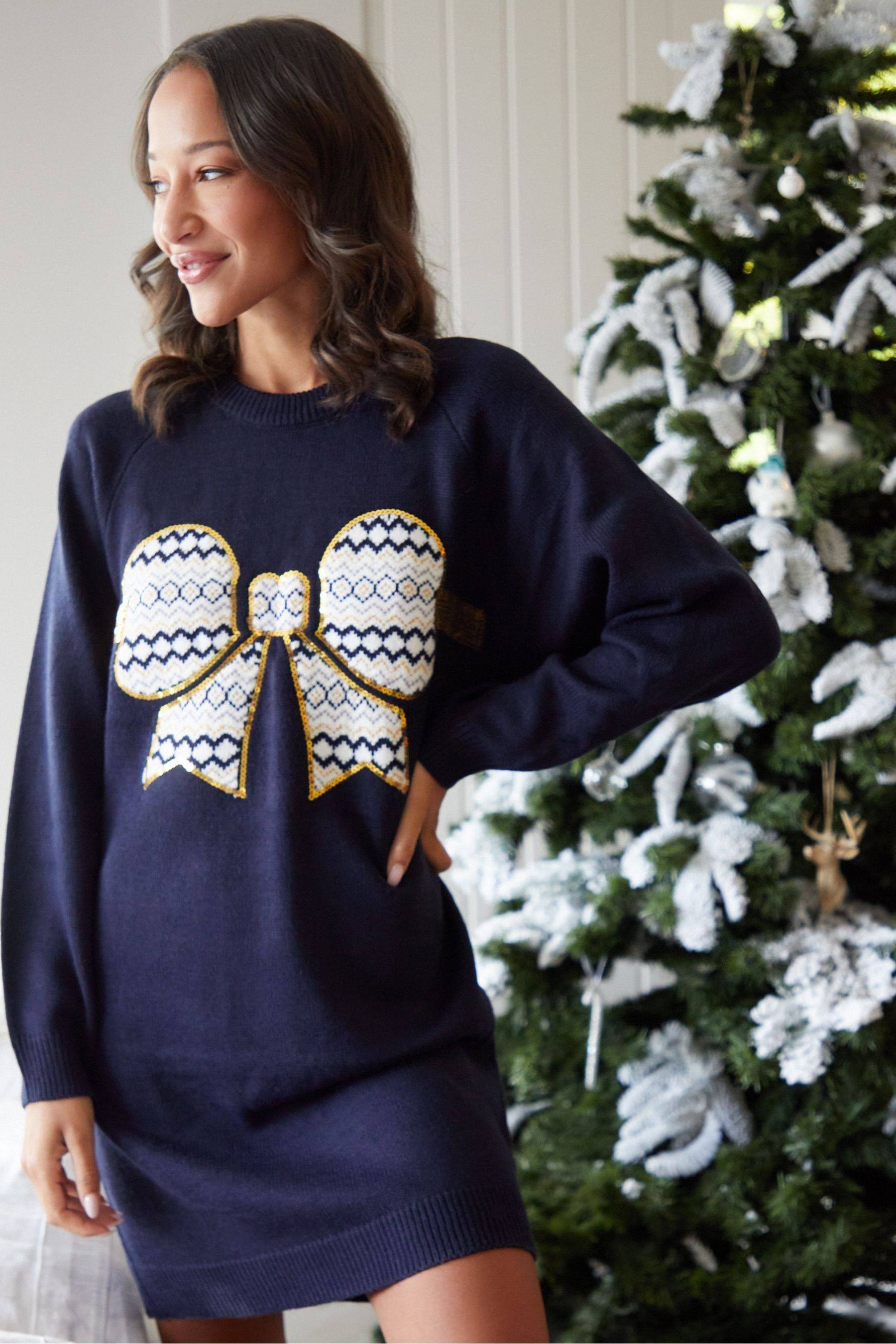 Buy Threadbare Blue Christmas Jumper Dress from Next USA