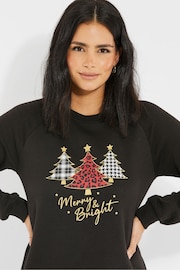 Threadbare Black Curve Christmas Longline Sweatshirt - Image 3 of 5