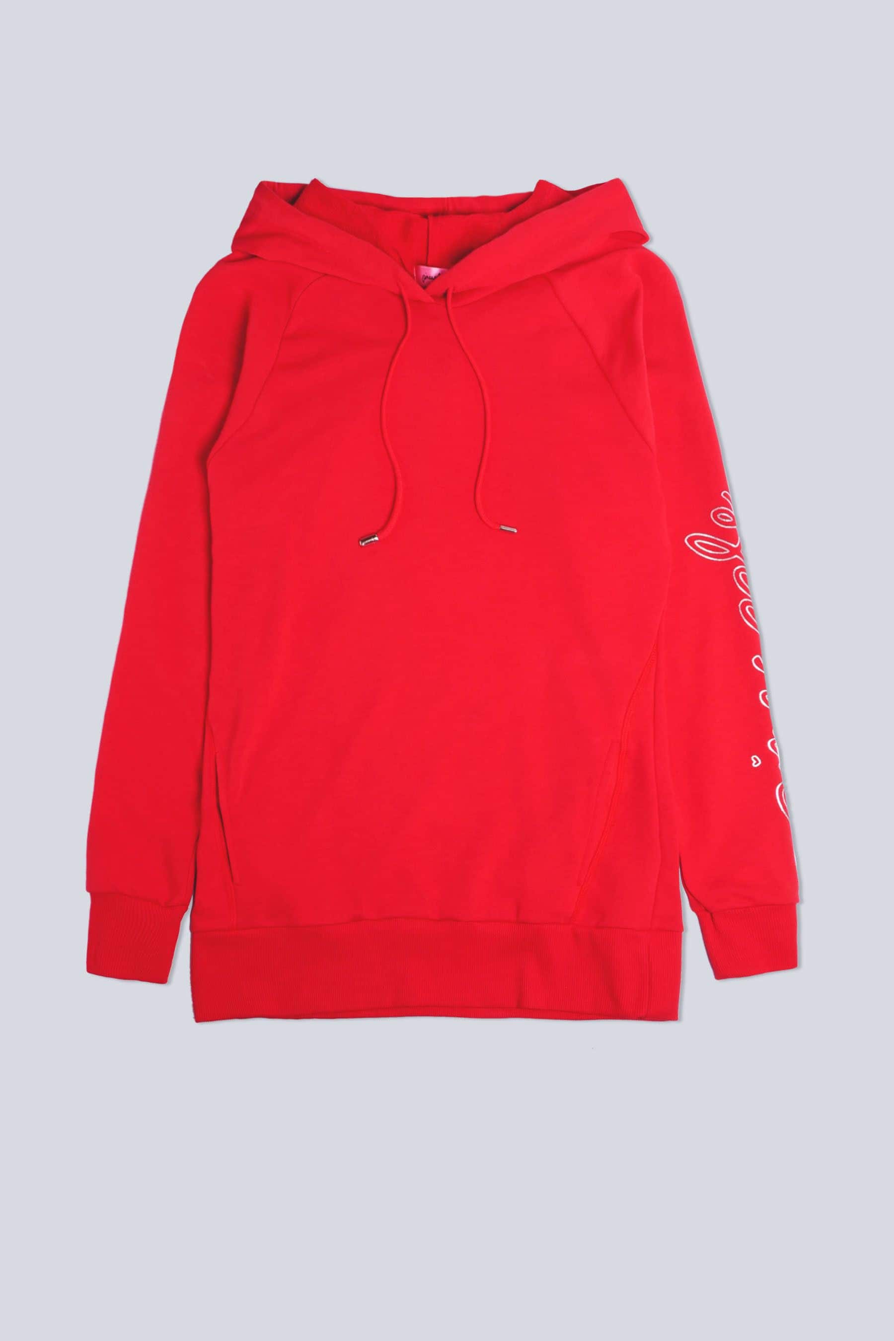 Red longline hoodie online