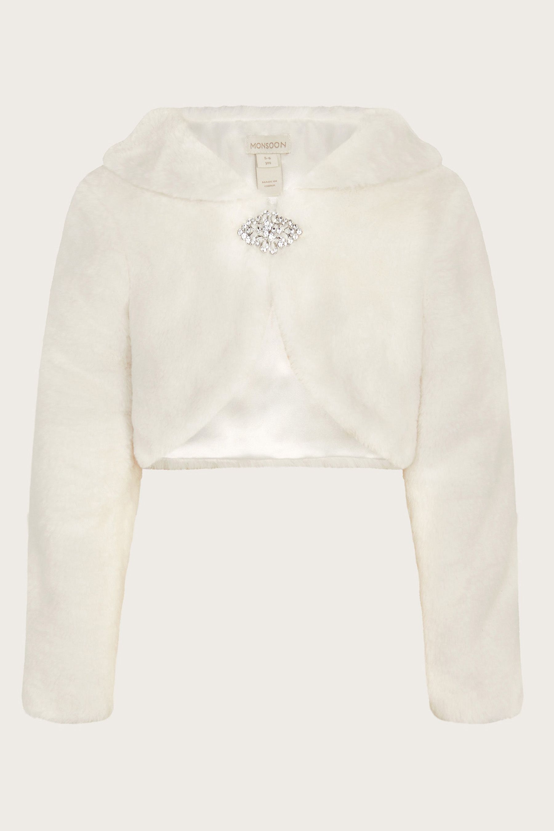 Buy Monsoon Natural Long Sleeve Faux Fur Shrug from Next Luxembourg