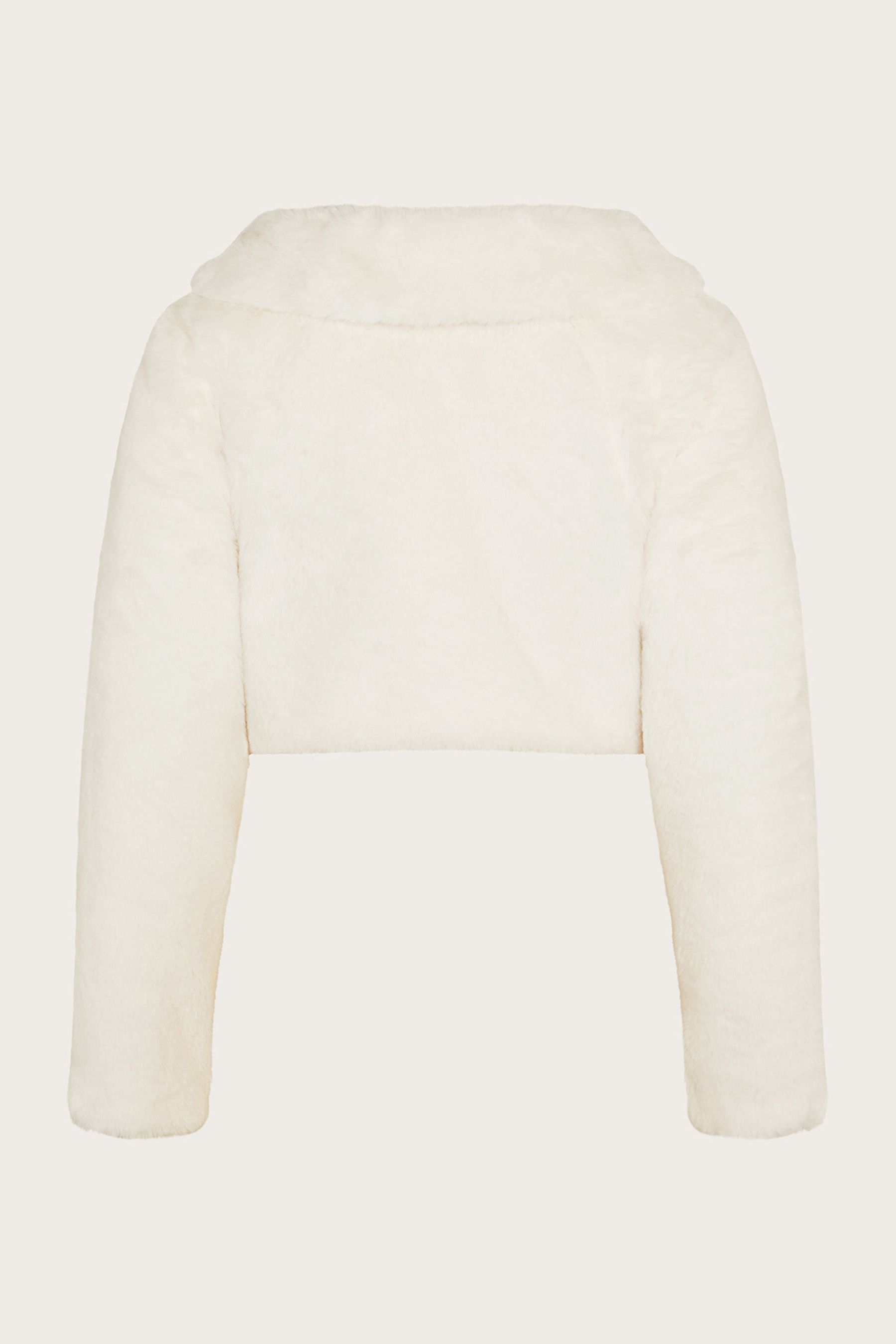 Buy Monsoon Natural Long Sleeve Faux Fur Shrug from Next Oman