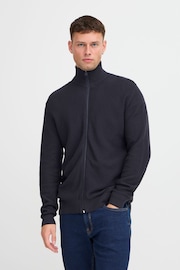 Blend Black Zip Through Funnel Neck Knitted 100% Cotton Sweat Jumper - Image 1 of 5