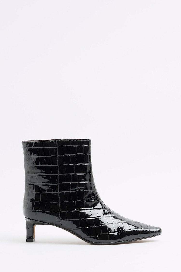 River Island Black Kitten Heel Ankle Boots - Image 1 of 7