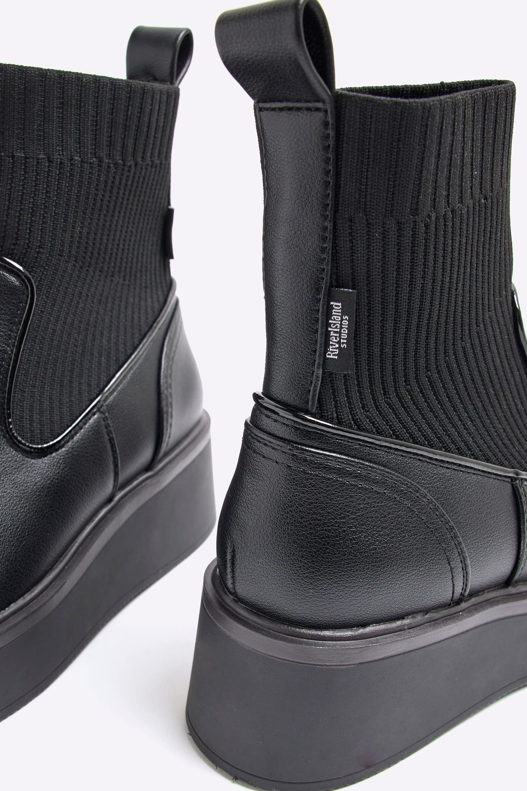 Buy River Island Black Knitted Sock Ankle Boots from the Next UK online shop