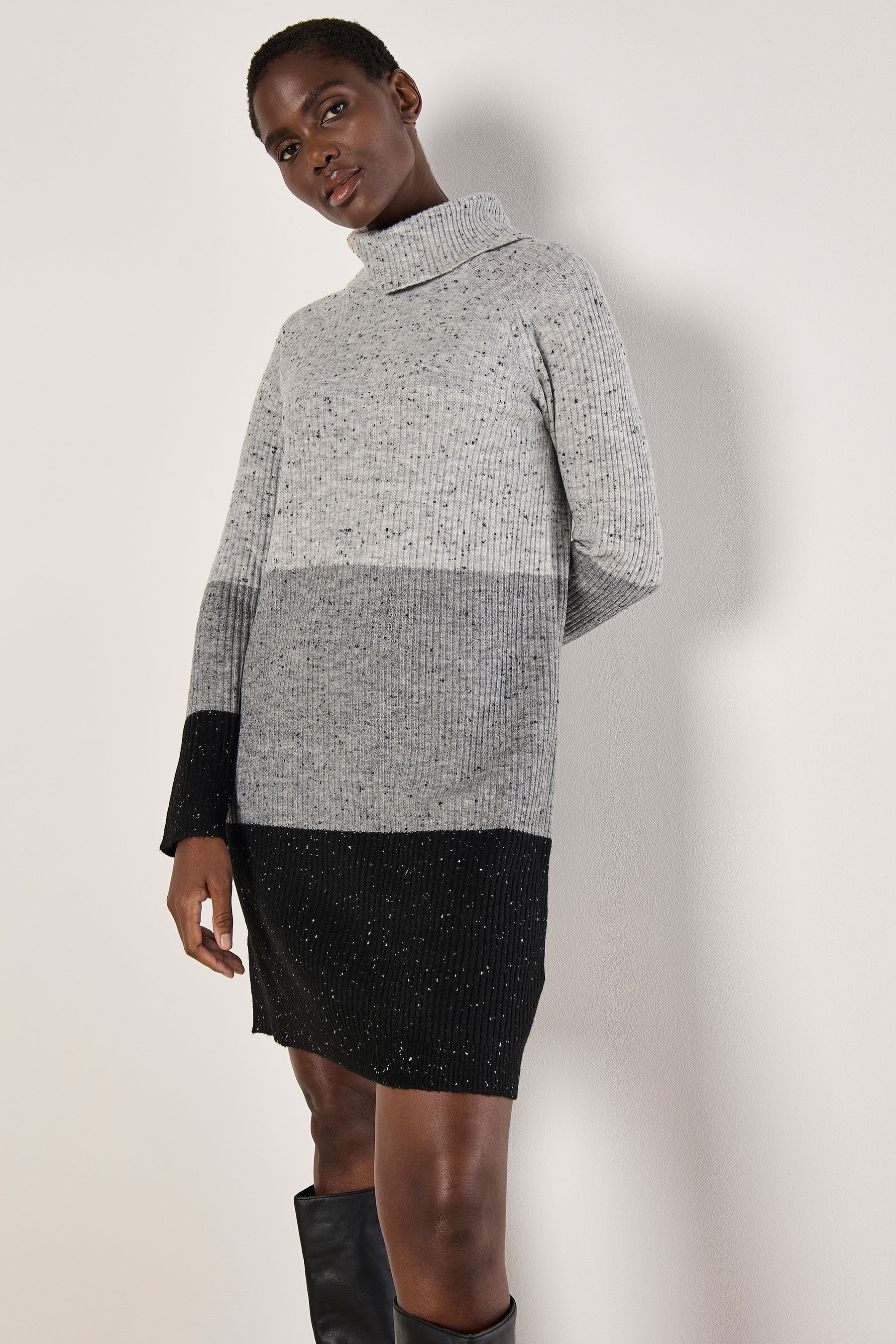 Buy Apricot Black Fleck Knit Ribbed Jumper Dress from Next Malaysia