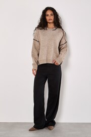 Apricot Natural Oversized Blanket Stitch Jumper - Image 1 of 4