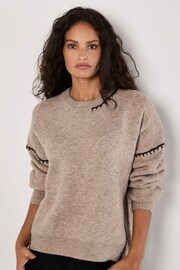 Apricot Natural Oversized Blanket Stitch Jumper - Image 2 of 4