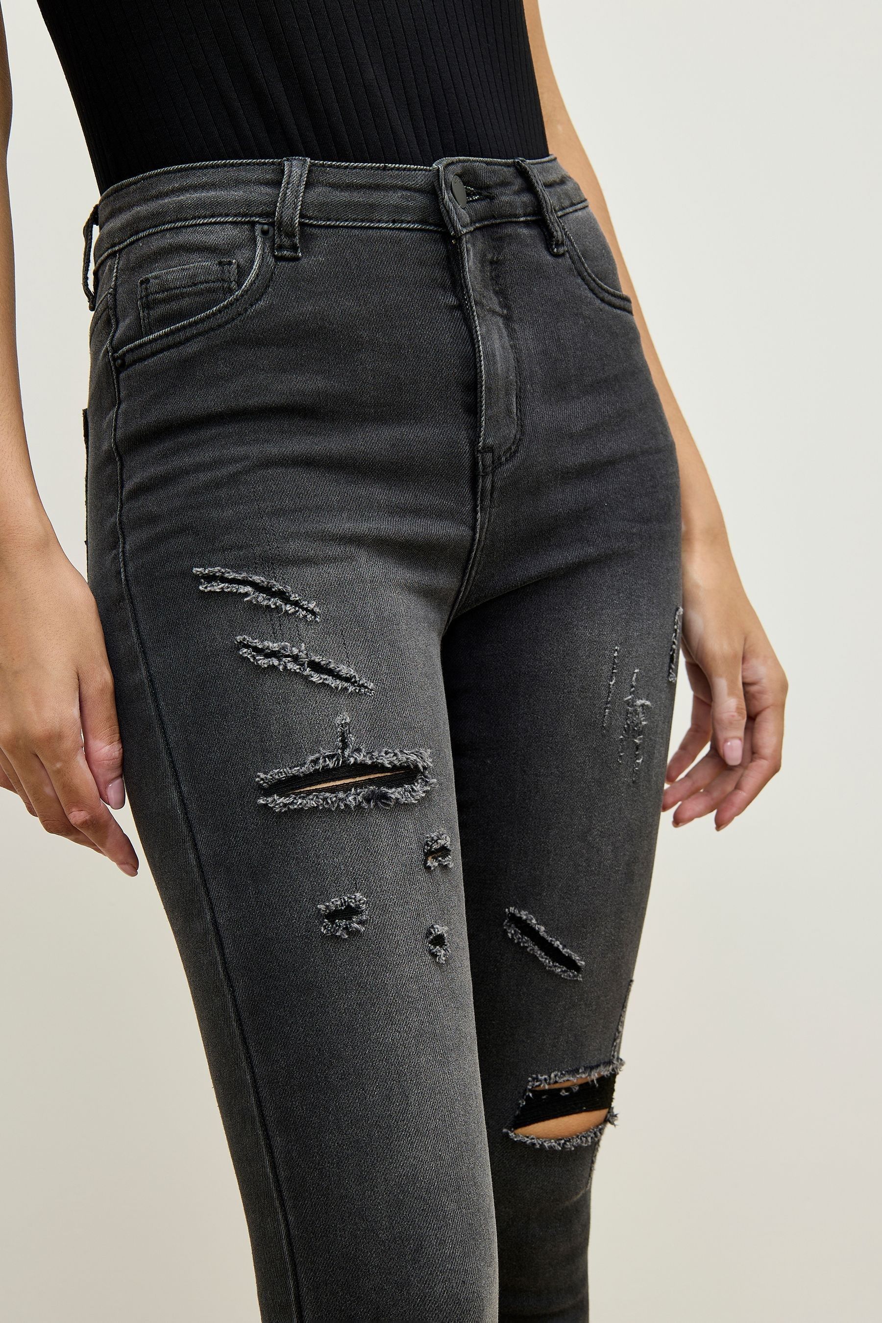 Topshop black ripped jeans best sale