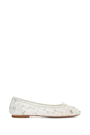 Dune London White Hannie Embellished Mesh Ballet Flat Shoes - Image 1 of 5