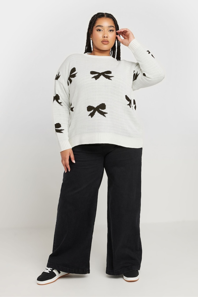 Yours Curve White Limited Bow Jumper - Image 2 of 5