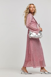 Simply Be Pink Stretch Sequin Midaxi Dress - Image 3 of 4