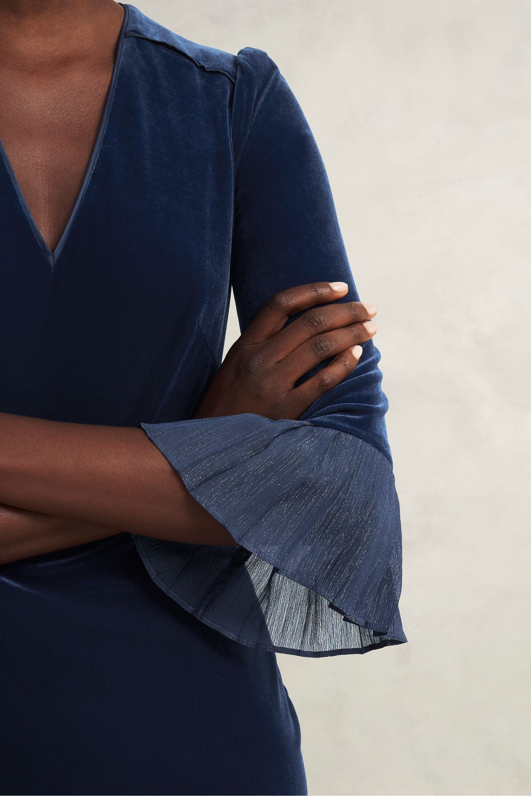 Hobbs blue velvet dress deals