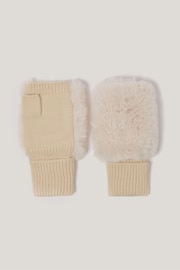 Jigsaw Cream Faux Fur Mittens - Image 1 of 5